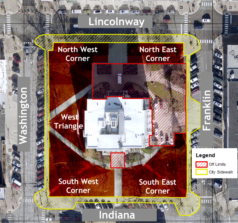 Map of the Porter County Courthouse Grounds